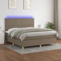 cadre de lit et matelas et LED Taupe 180x200cm Tissu