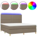 cadre de lit et matelas et LED Taupe 180x200cm Tissu
