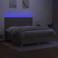 cadre de lit et matelas et LED Taupe 180x200cm Tissu
