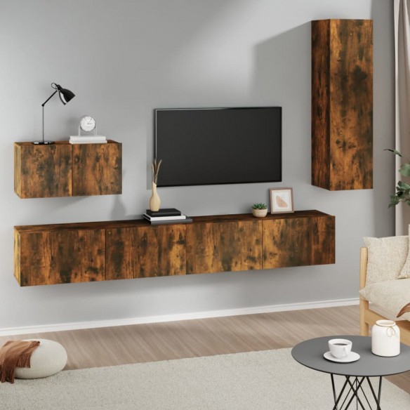 Ensemble de meubles TV 4 pcs Chêne fumé Bois d'ingénierie