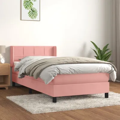 cadre de lit avec matelas Rose 90x200 cm Velours
