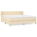 cadre de lit avec matelas Crème 160x200 cm Tissu