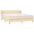 cadre de lit avec matelas Crème 160x200 cm Tissu