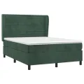 cadre de lit et matelas Vert foncé 140x190cm Velours