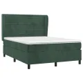 cadre de lit et matelas Vert foncé 140x190cm Velours