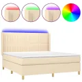 cadre de lit matelas et LED Crème 160x200 cm Tissu