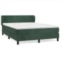 cadre de lit et matelas Vert foncé 140x190cm Velours