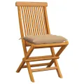 Chaises de jardin avec coussins beige 6 pcs Bois de teck massif