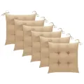 Chaises de jardin avec coussins beige 6 pcs Bois de teck massif