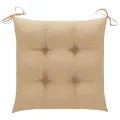 Chaises de jardin avec coussins beige 6 pcs Bois de teck massif