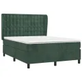 cadre de lit et matelas Vert foncé 140x190cm Velours