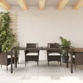 Table de jardin avec dessus en verre marron résine tressée