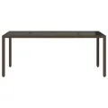 Table de jardin avec dessus en verre marron résine tressée