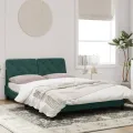 Cadre de lit avec tête de lit Vert foncé 140x200 cm Velours
