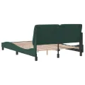 Cadre de lit avec tête de lit Vert foncé 140x200 cm Velours