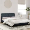 Cadre de lit avec tête de lit Gris foncé 140x190 cm Velours