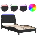 Cadre de lit avec lumières LED noir 100x200 cm velours