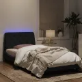 Cadre de lit avec lumières LED noir 100x200 cm velours