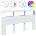 Armoire tête de lit avec LED blanc 180x17x102 cm