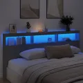 Armoire tête de lit avec LED noir 220x17x102 cm
