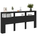 Armoire tête de lit avec LED noir 220x17x102 cm