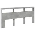 Armoire tête de lit avec LED gris béton 220x17x102 cm