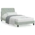 Lit avec matelas gris clair 100x200 cm velours