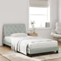 Lit avec matelas gris clair 100x200 cm velours