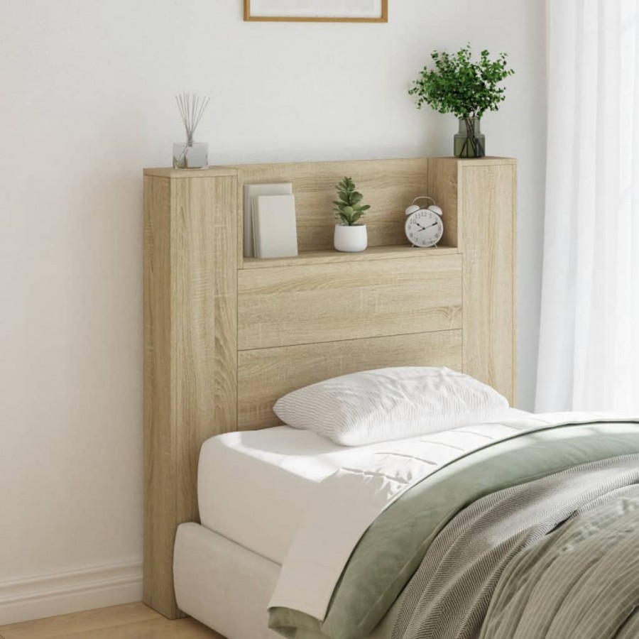 Armoire tête de lit avec LED chêne sonoma 100x16,5x103,5 cm