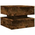 Table basse avec lumières LED chêne fumé 50x50x40 cm