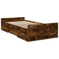 Cadre de lit et tiroirs chêne fumé 90x190 cm bois d'ingénierie