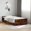 Cadre de lit et tiroirs chêne fumé 90x190 cm bois d'ingénierie