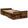 Cadre de lit et tiroirs chêne fumé 90x190 cm bois d'ingénierie