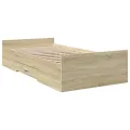 Cadre de lit et tiroirs chêne sonoma 90x190cm bois d'ingénierie