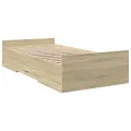 Cadre de lit et tiroirs chêne sonoma 90x190cm bois d'ingénierie