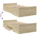 Cadre de lit et tiroirs chêne sonoma 90x190cm bois d'ingénierie