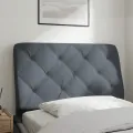 Coussin de tête de lit gris foncé 90 cm velours