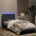 Cadre de lit avec lumières LED gris foncé 90x200 cm velours