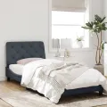 Cadre de lit avec lumières LED gris foncé 90x200 cm velours