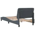 Cadre de lit avec lumières LED gris foncé 90x200 cm velours