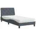 Lit avec matelas gris foncé 90x200 cm velours
