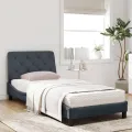 Lit avec matelas gris foncé 90x200 cm velours