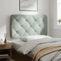 Coussin de tête de lit gris clair 80 cm velours