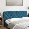 Coussin de tête de lit bleu 160 cm velours