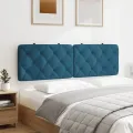 Coussin de tête de lit bleu 160 cm velours