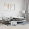 Cadre de lit métal avec tête de lit blanc 150x200 cm