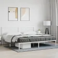 Cadre de lit métal avec tête de lit blanc 200x200 cm