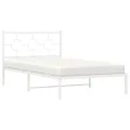 Cadre de lit métal avec tête de lit/pied de lit blanc 107x203cm