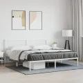 Cadre de lit métal avec tête de lit blanc 183x213 cm