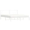 Cadre de lit métal avec tête de lit blanc 183x213 cm